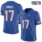 Youth Florida Gators #17 Nick Sproles NCAA Jordan Brand Royal Authentic Stitched College Football Jersey NHM5762VK